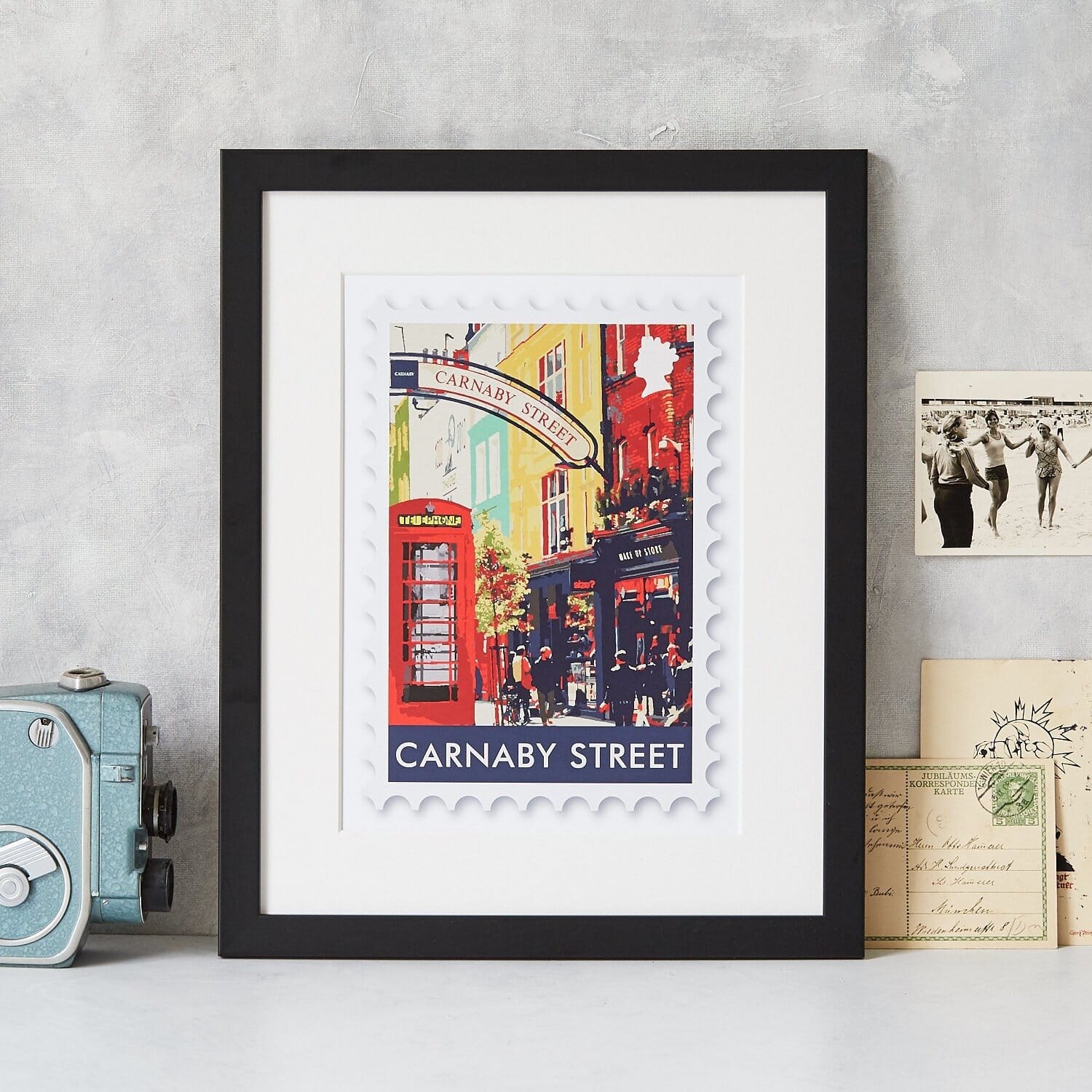 Postage style art print of Carnaby Street in London