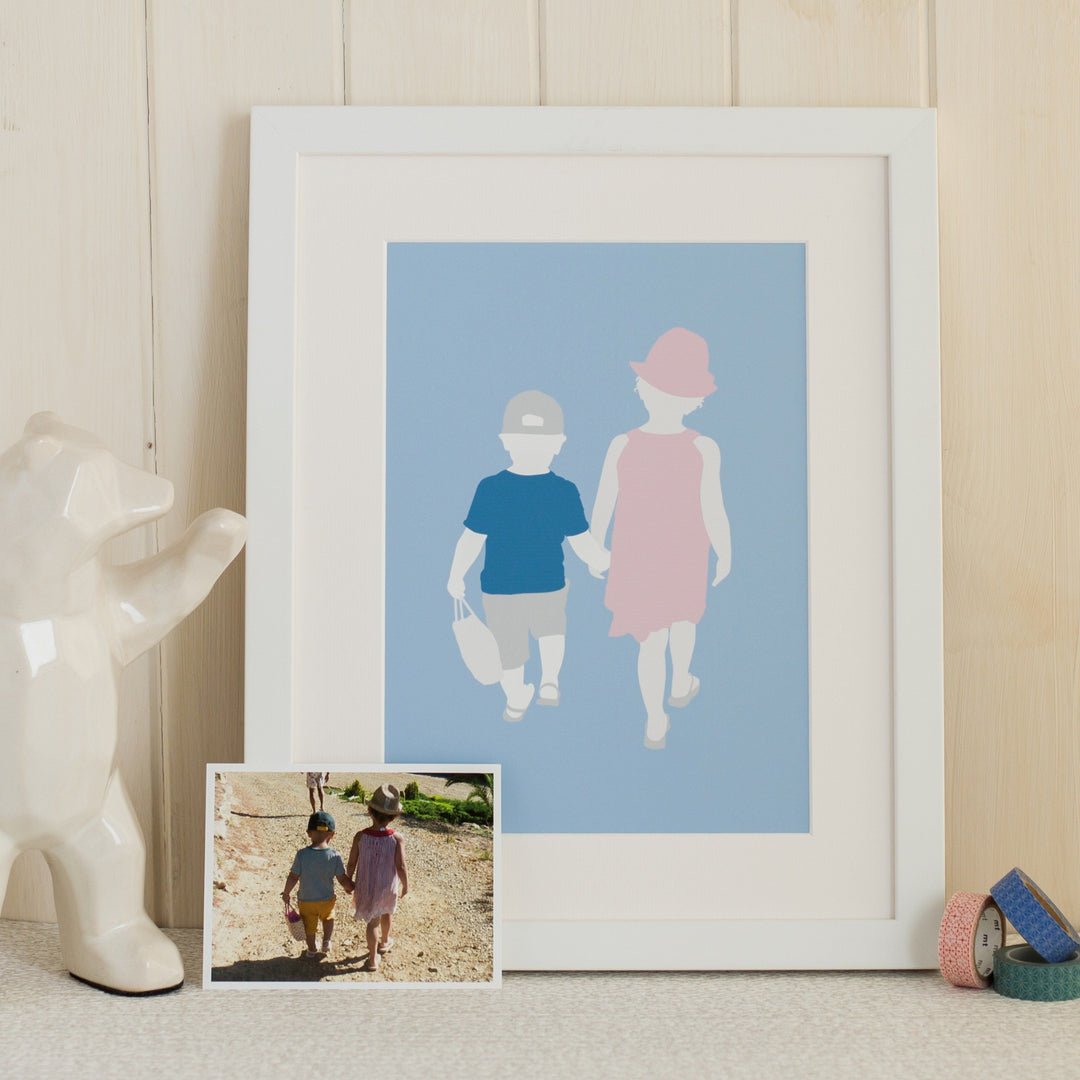 Family Silhouette Modern Art  Print - Betsy Benn