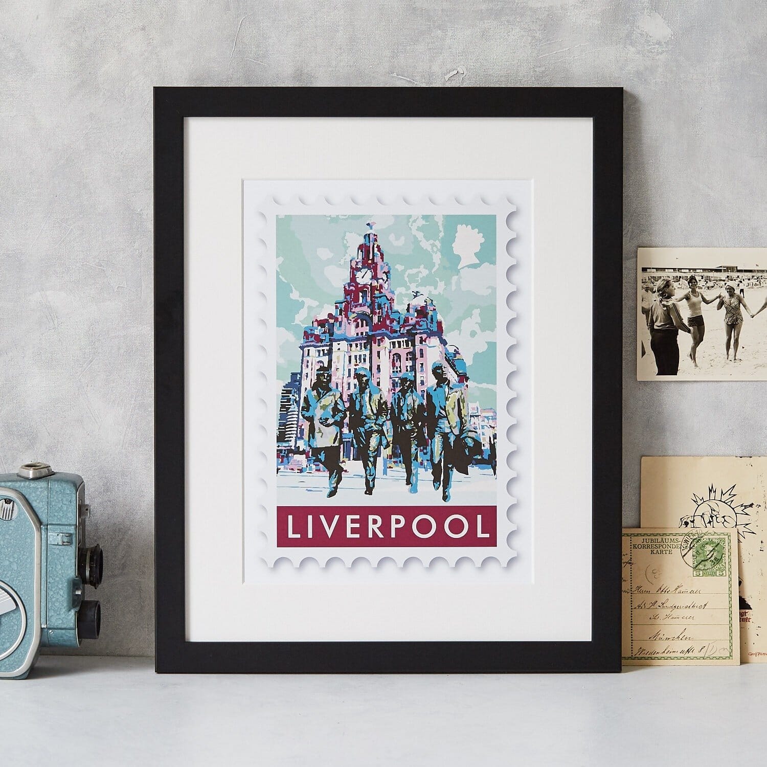 Liverpool & The Beatles Stamp Art Print  Print - Betsy Benn