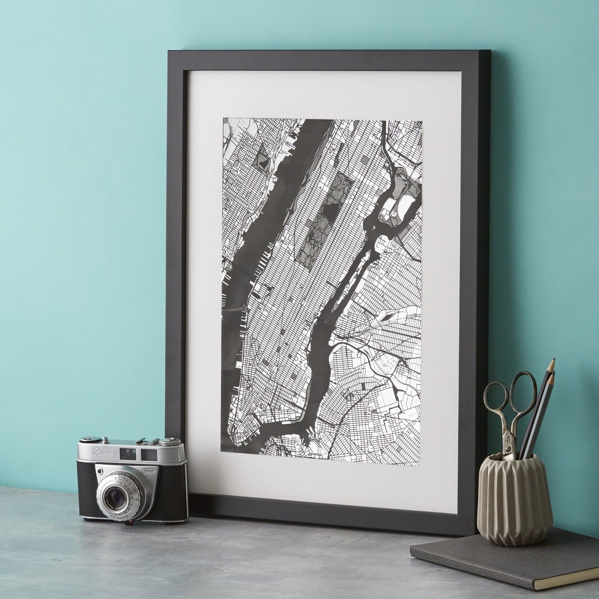 Manhattan Map Silver Engraving  Print - Betsy Benn