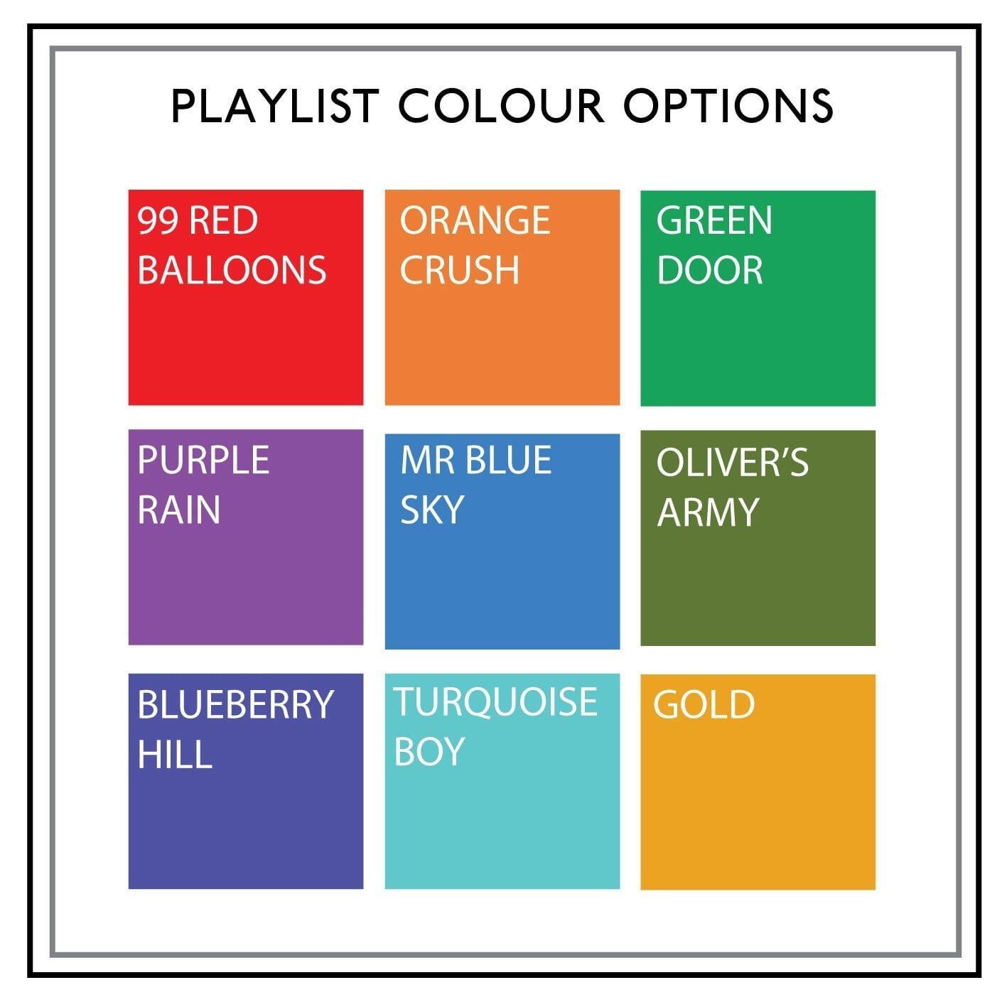 Colour chart image for background of cassette print