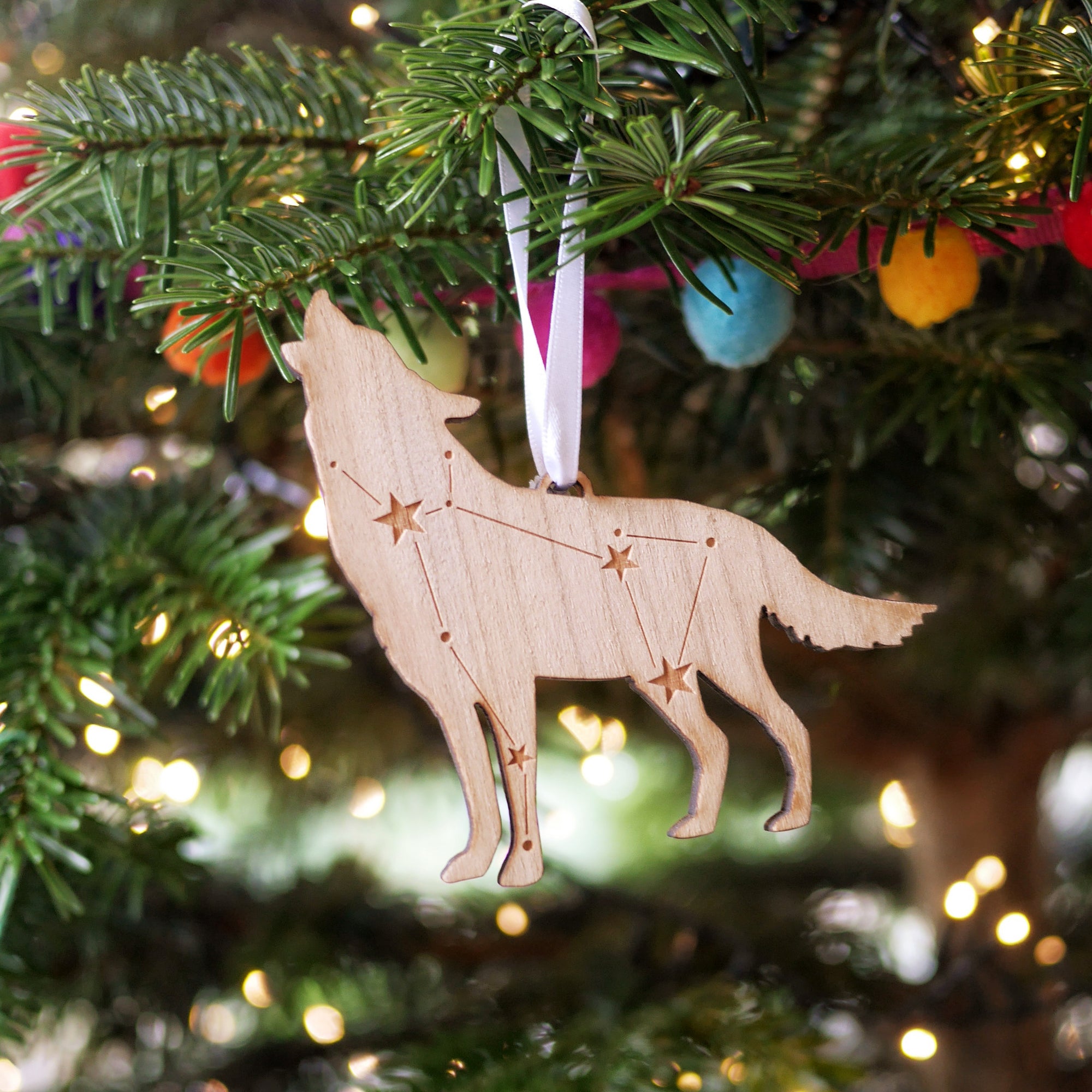 Lupus Wolf Constellation Wooden Christmas Decoration