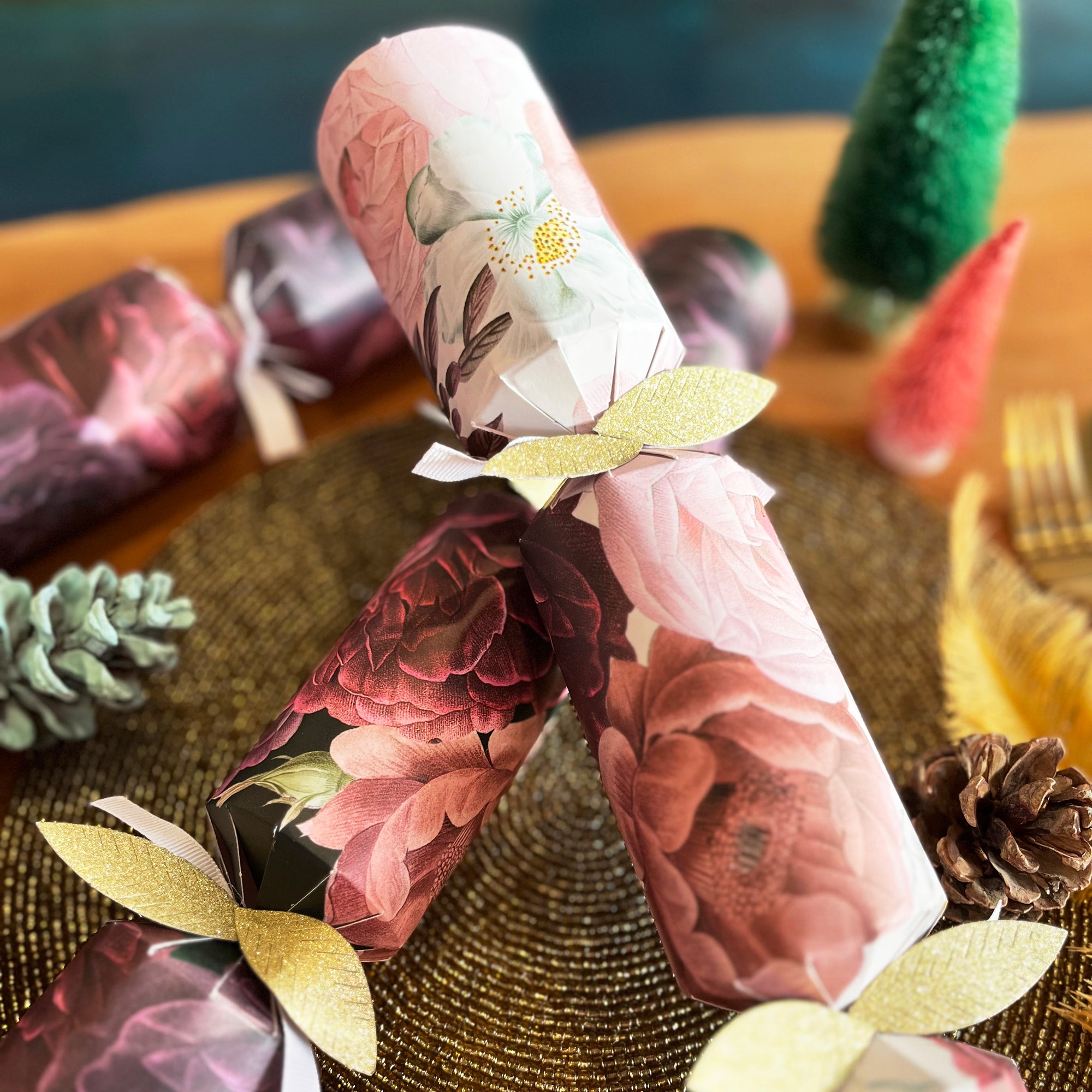 Floral Luxury Christmas Crackers Plastic Free
