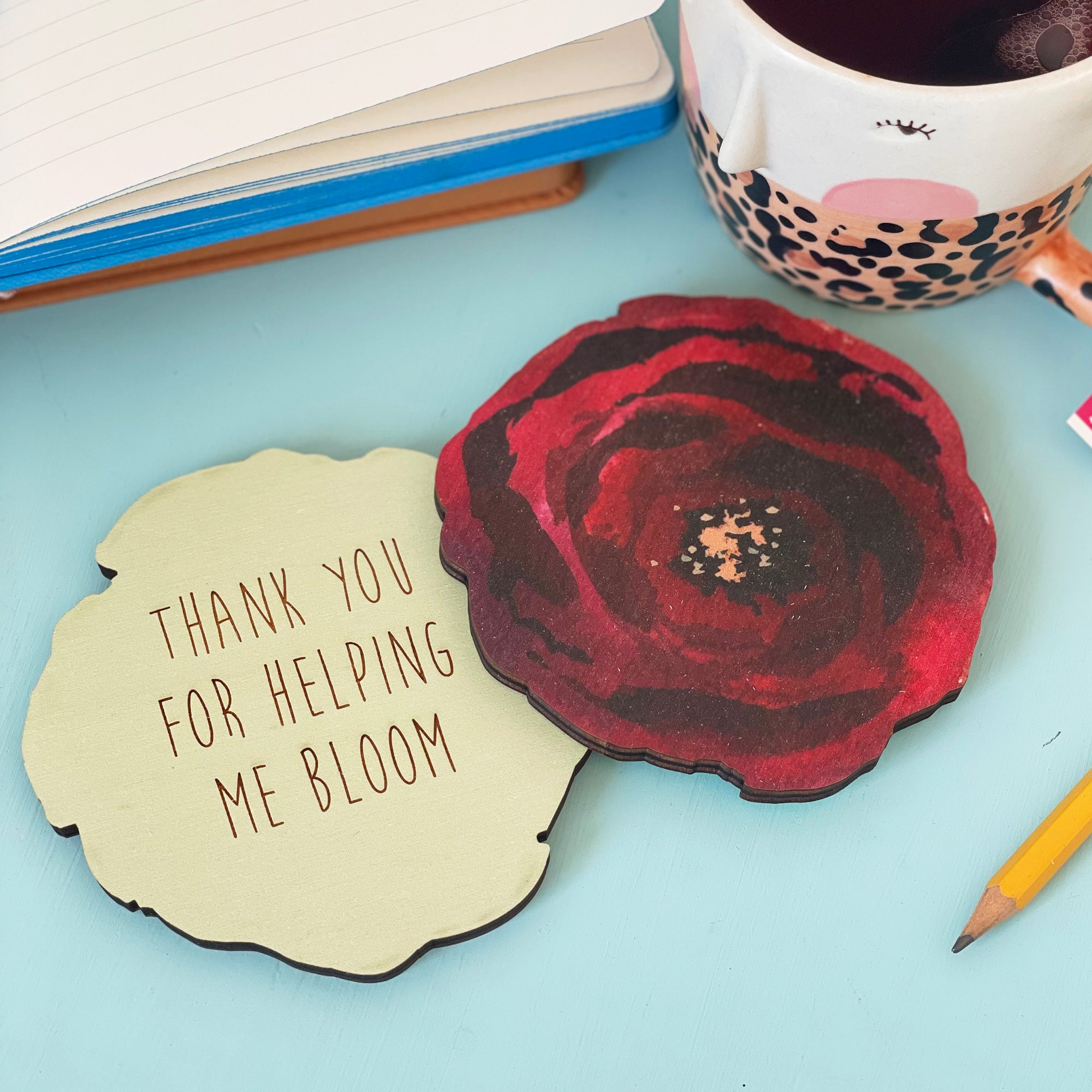 Personalised Flower Coaster Teacher Gift