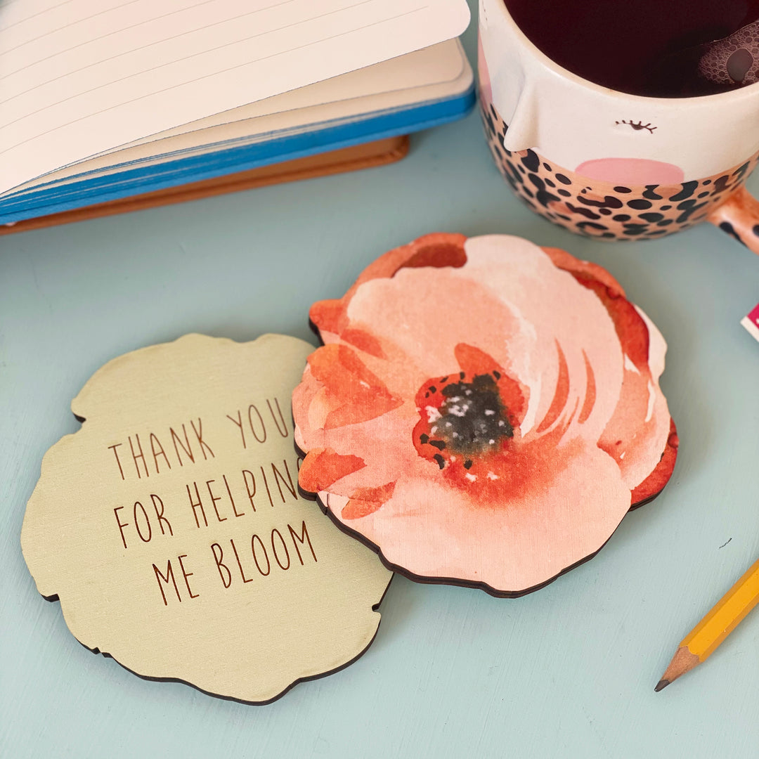 Personalised Flower Coaster Teacher Gift