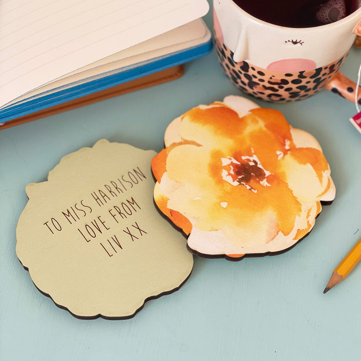 Personalised Flower Coaster Teacher Gift