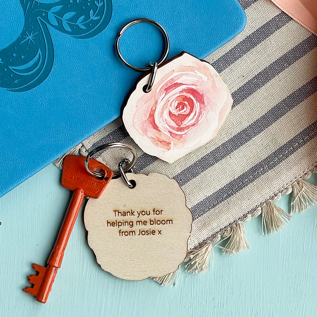 Personalised Flower Keyring