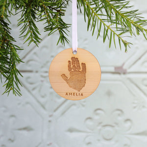 Handprint Christmas Wooden Ornament  Decoration - Betsy Benn