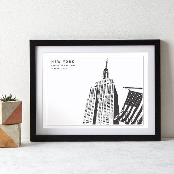 New York Empire State Building Monochrome Art Print  Print - Betsy Benn