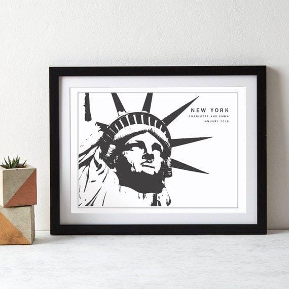 New York Statue of Liberty Monochrome Art Print  Print - Betsy Benn