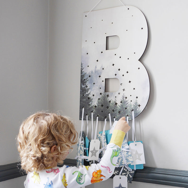 Large Wooden Forest Personalised Initial Advent Calendar