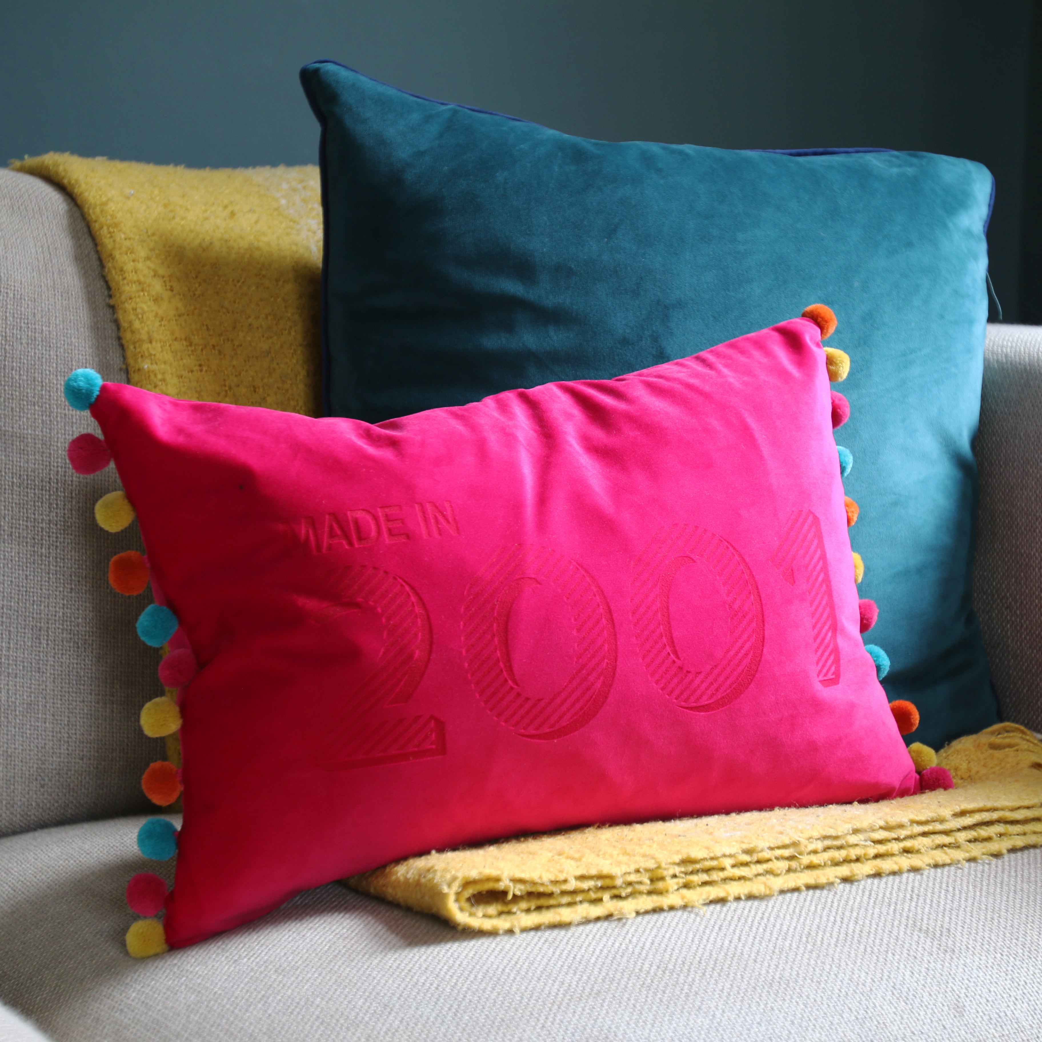 Personalised Made In Year Velvet Cushion Betsy Benn