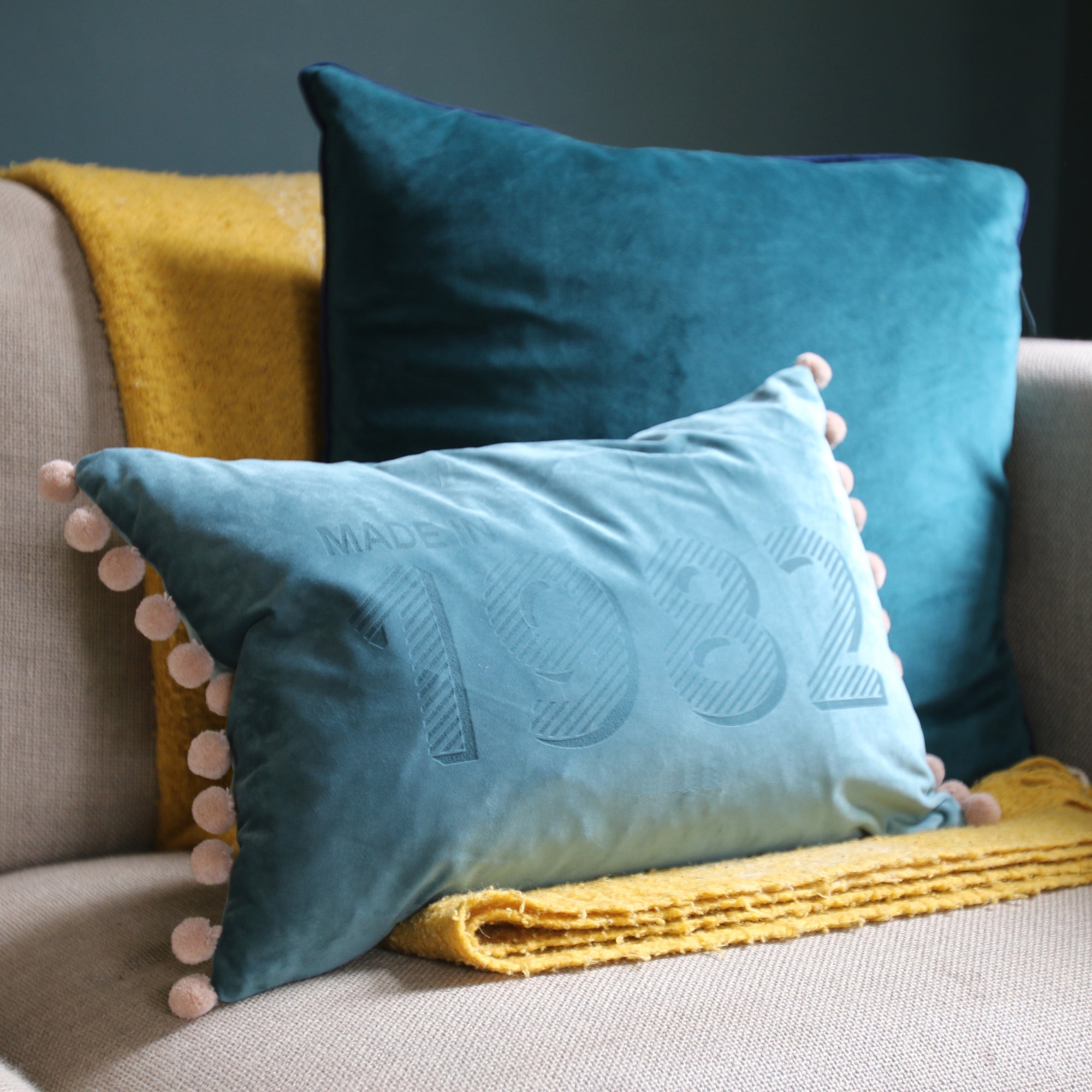 Personalised Made In Year Velvet Cushion