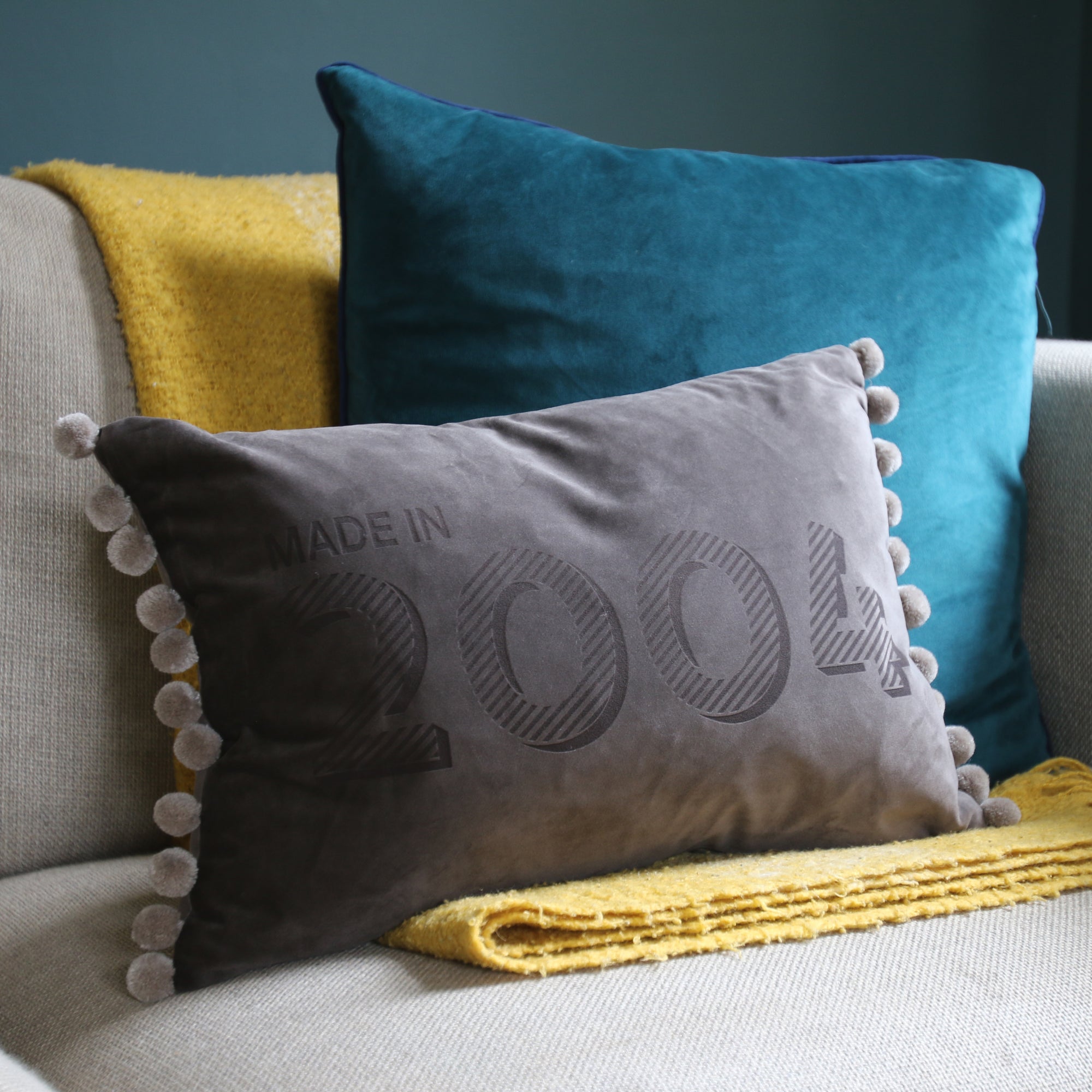 Personalised Made In Year Velvet Cushion