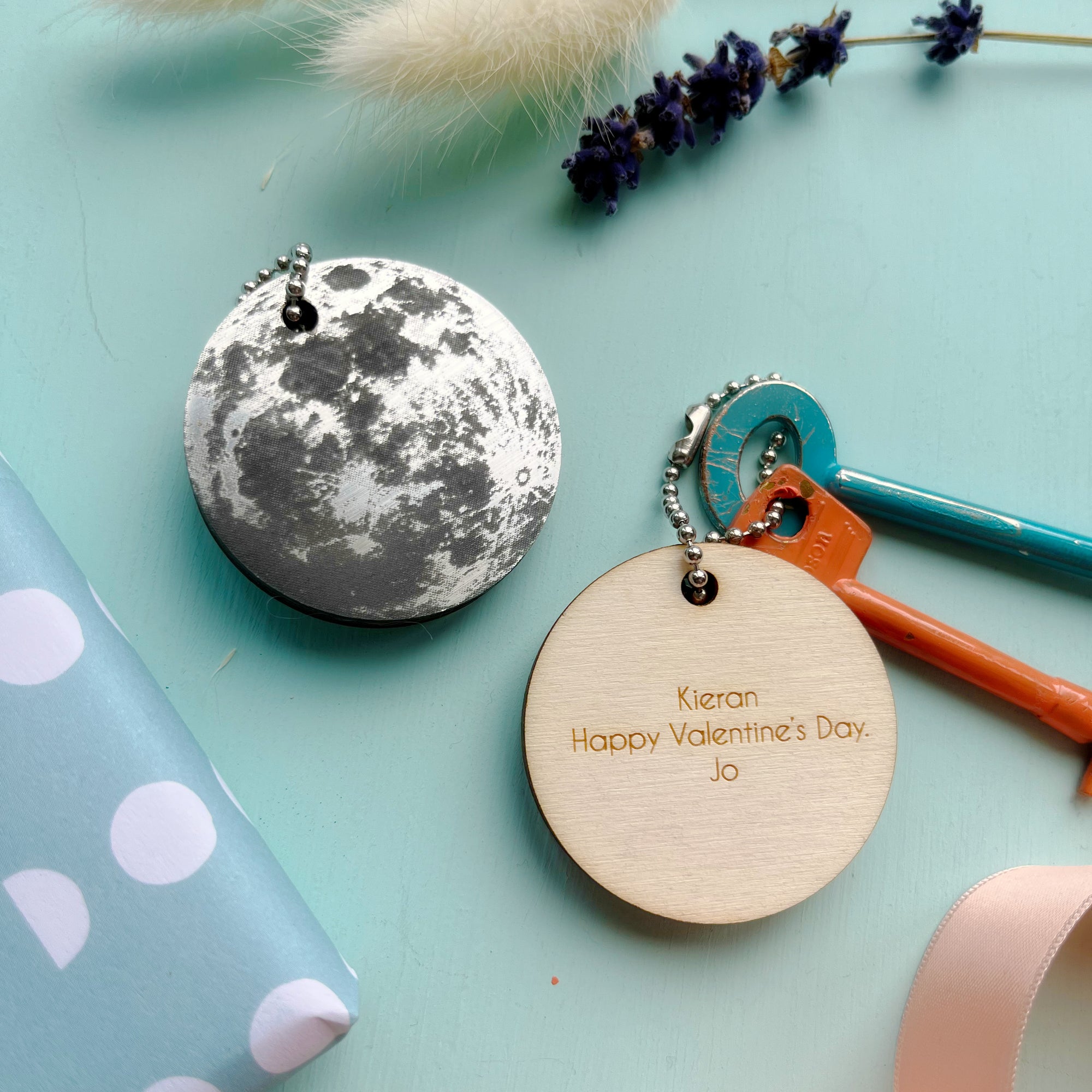 Loved to the Moon Valentine's Card & Keyring gift