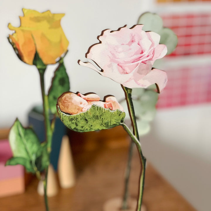 Personalised Newborn Wooden Flower Gift