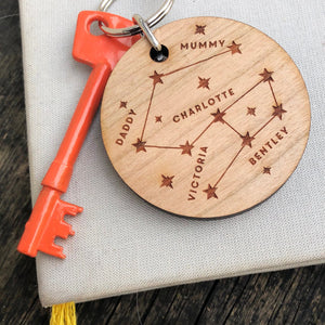 Personalised Family Constellation Wooden Keyring
