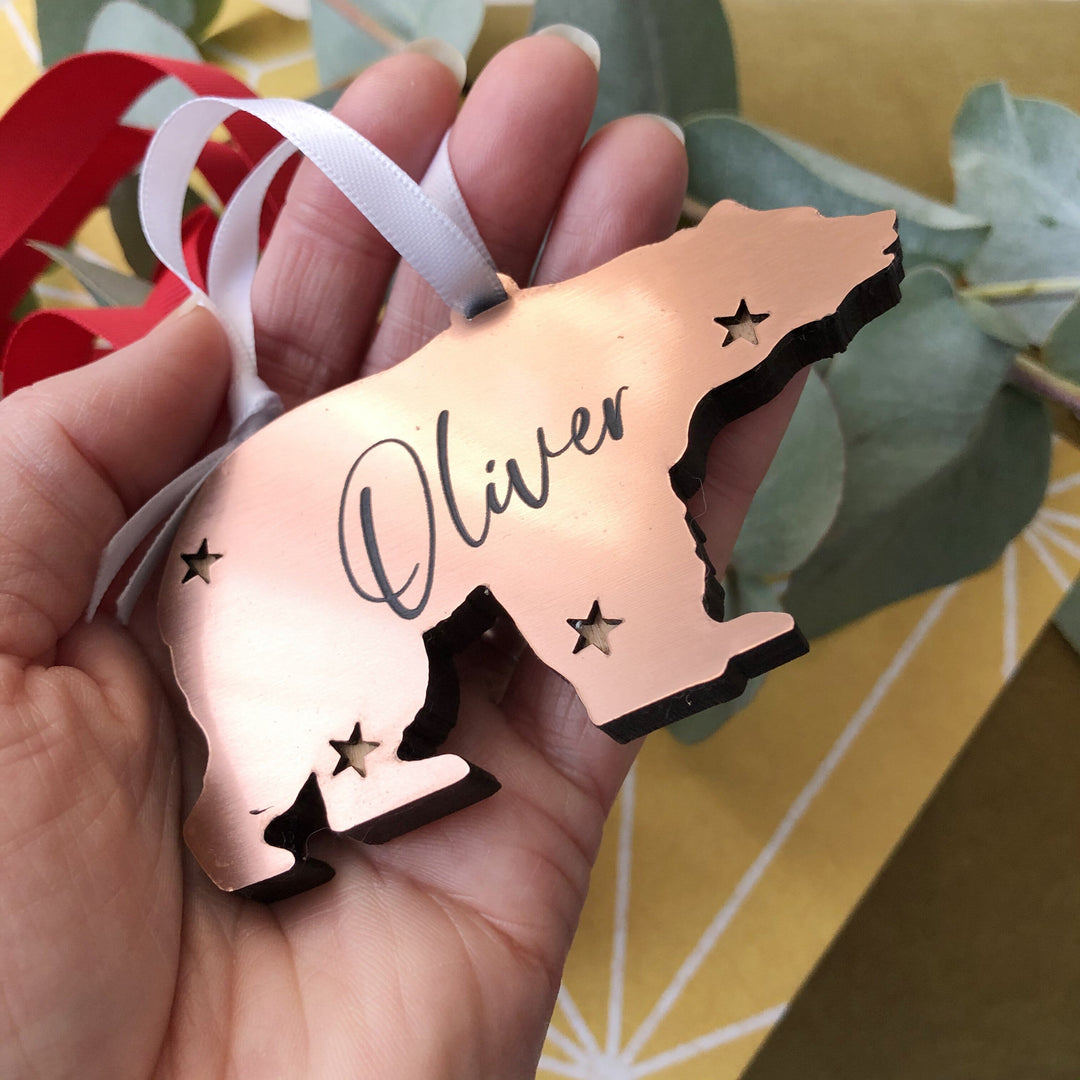 Copper Polar Bear Christmas Tree Ornament-Betsy Benn