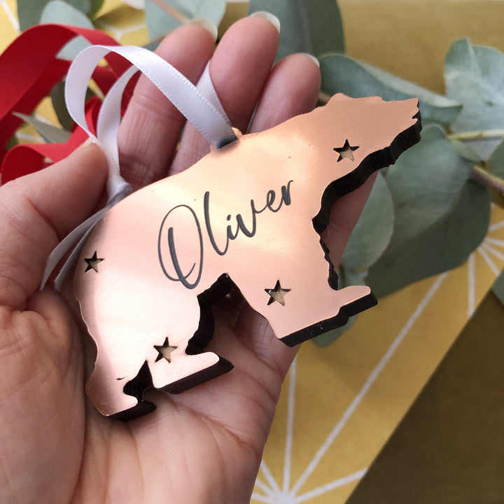Copper Polar Bear Christmas Tree Ornament-Betsy Benn
