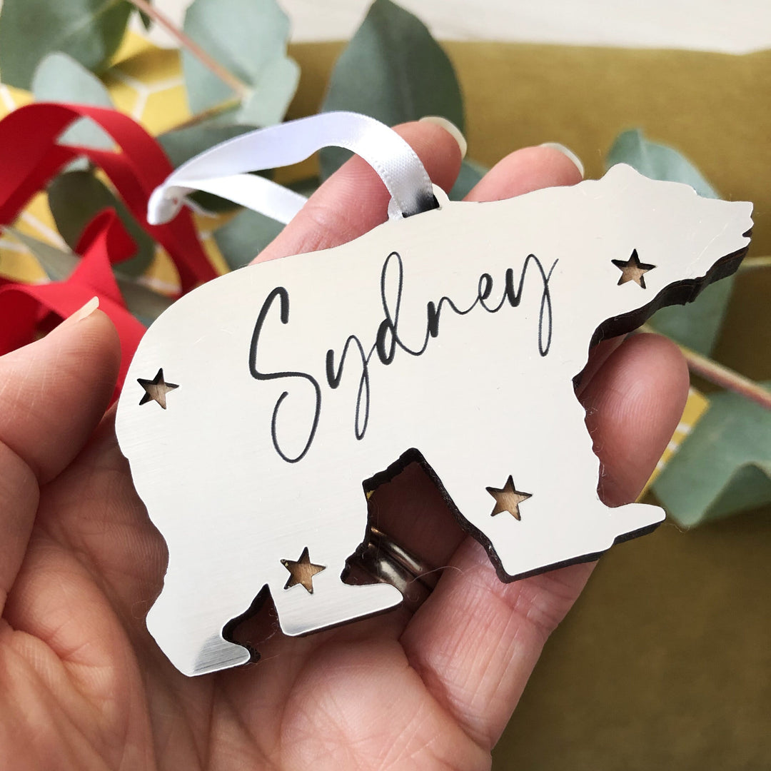Silver Polar Bear Christmas Tree Ornament-Betsy Benn