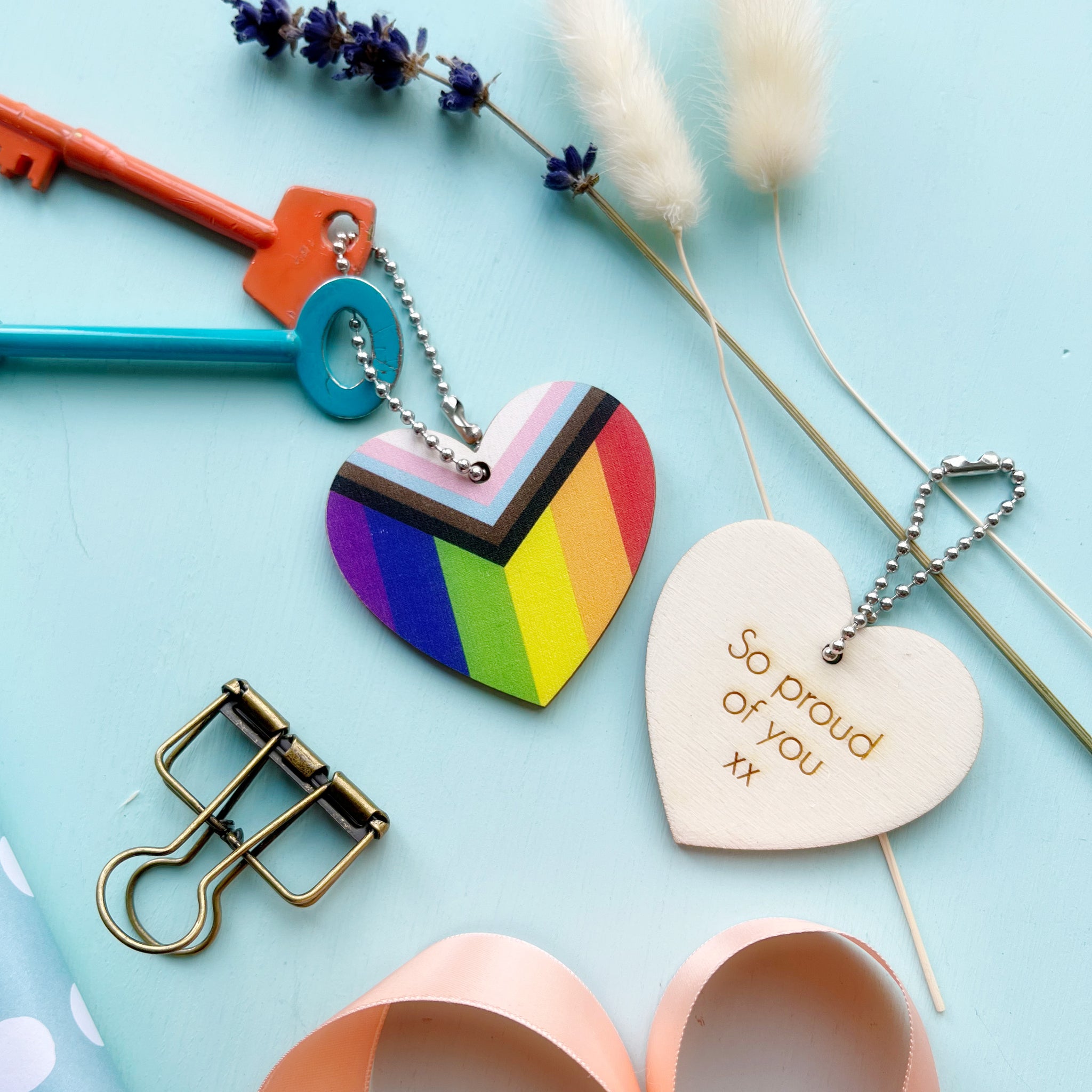Pride Flags Key Key Ring - Personalised Love Bamboo Keyring by Betsy Benn