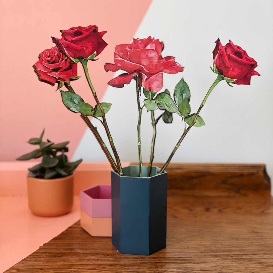 Bouquet of wooden red roses