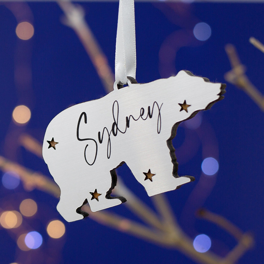 Silver Polar Bear Christmas Tree Ornament-Betsy Benn