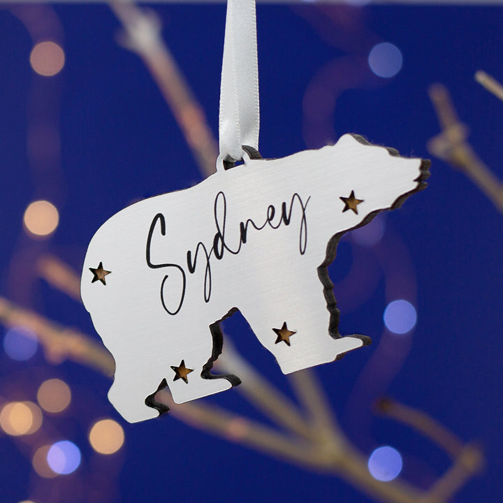 Silver Polar Bear Christmas Tree Ornament-Betsy Benn