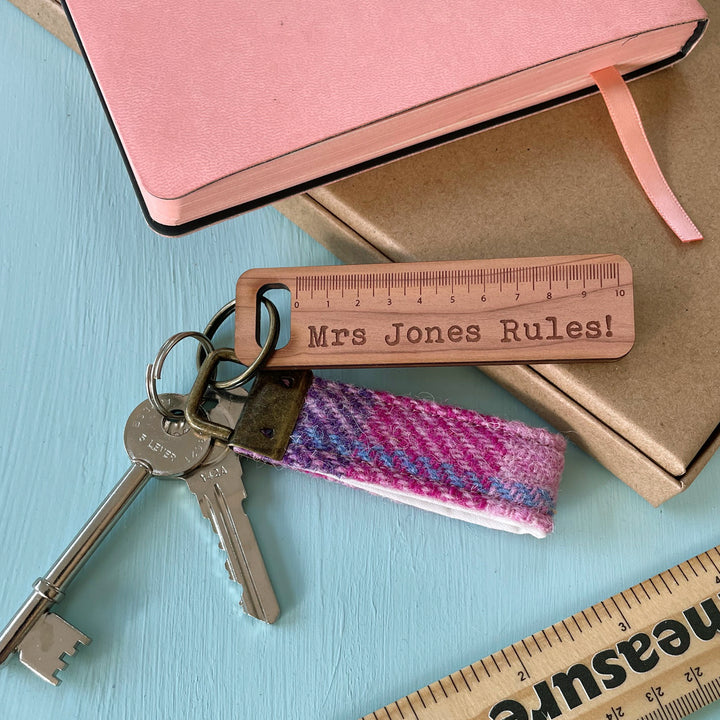 Keyring - Harris Tweed Personalised Teacher Rules Keyring