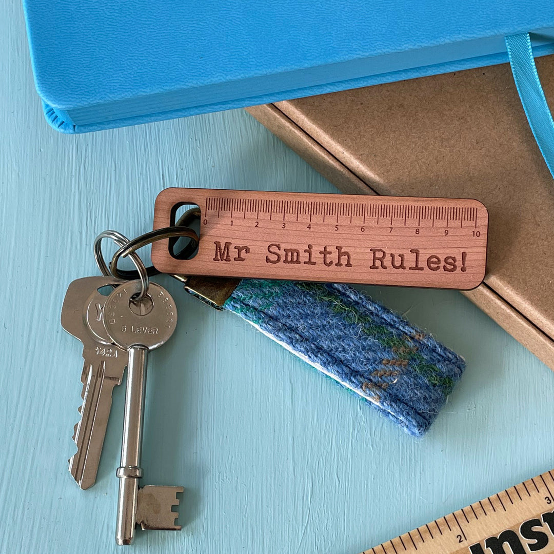 Keyring - Harris Tweed Personalised Teacher Rules Keyring