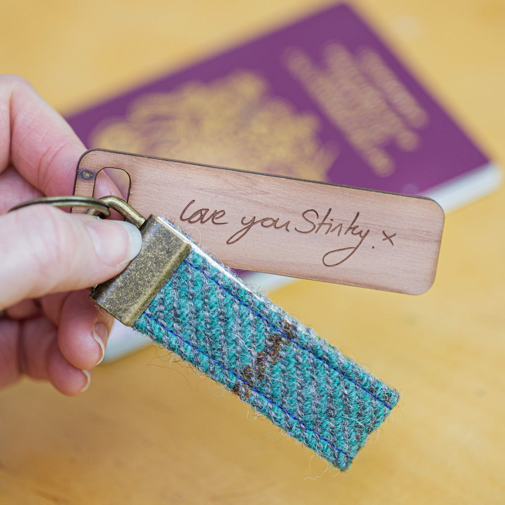 Keyring - Harris Tweed Your Handwriting Personalised Keyring-Keyring-Betsy Benn