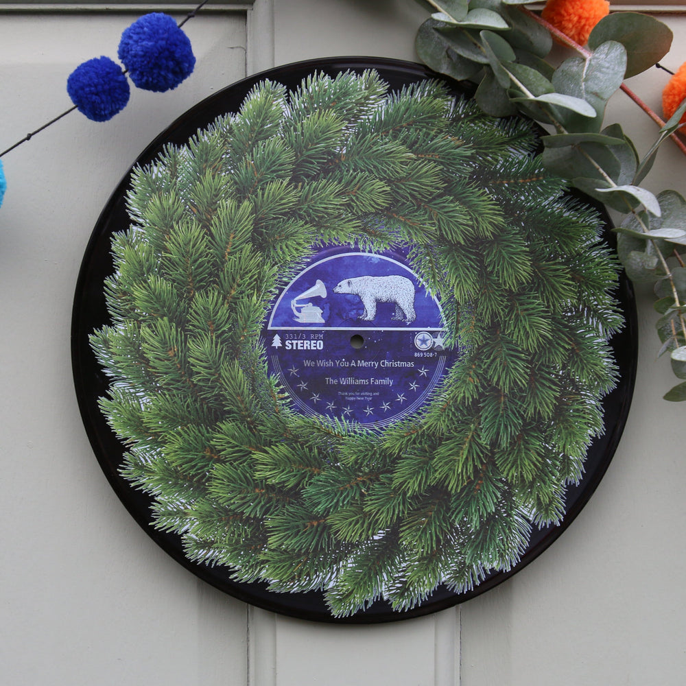 Personalised Vinyl Record Christmas Wreath-Betsy Benn