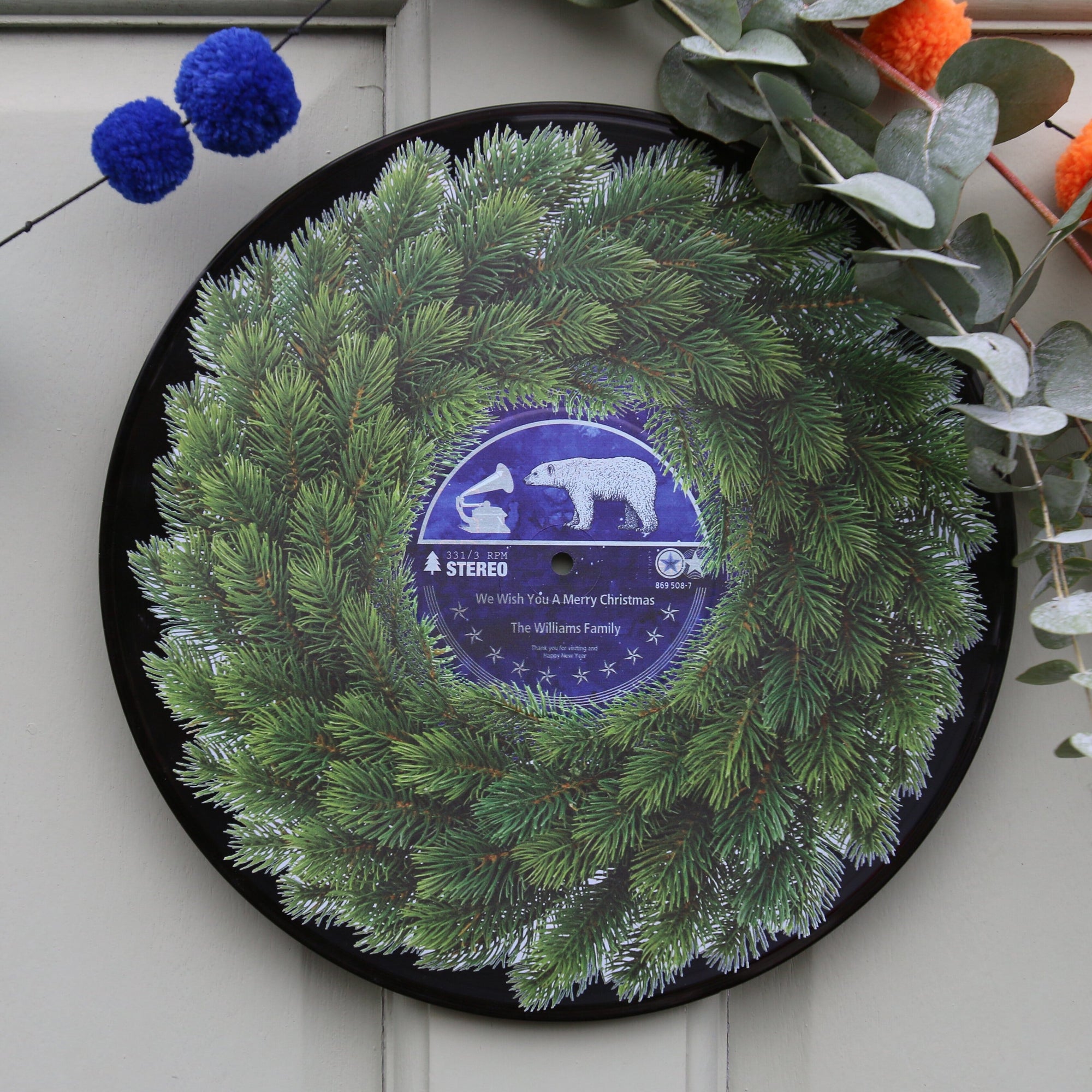 Personalised Vinyl Record Christmas Wreath-Betsy Benn