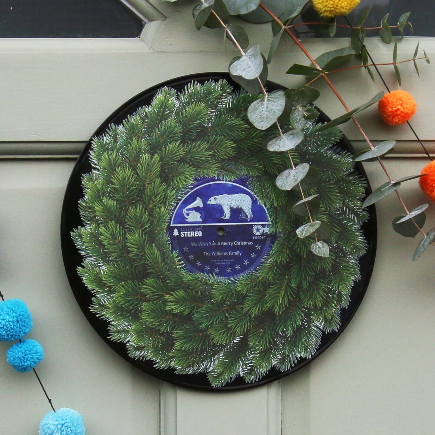 Personalised Vinyl Record Christmas Wreath-Betsy Benn