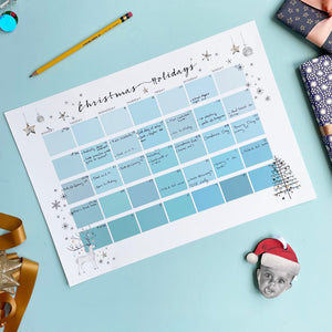 Image showing a blue wall planner for the Christmas holidays