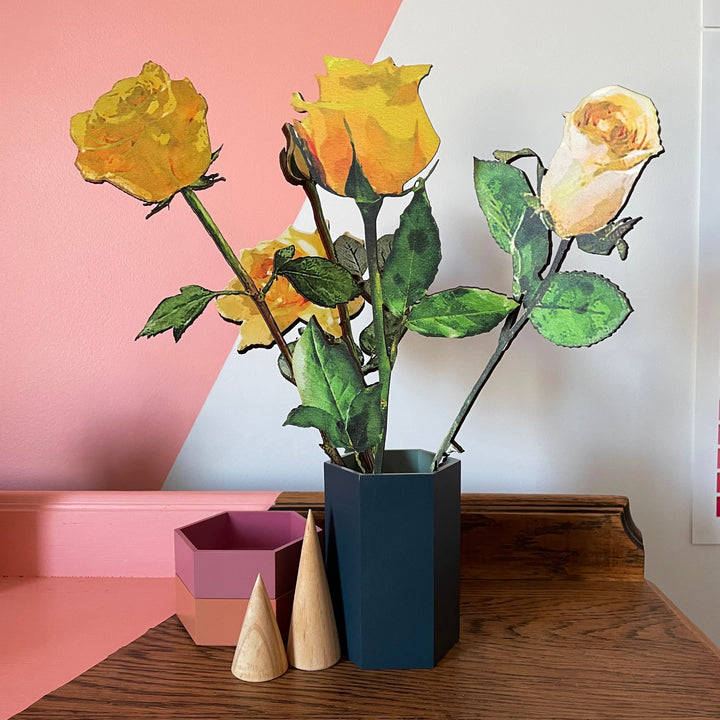 Bouquet of wooden yellow roses